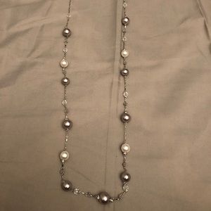 Loft silver and white long necklace